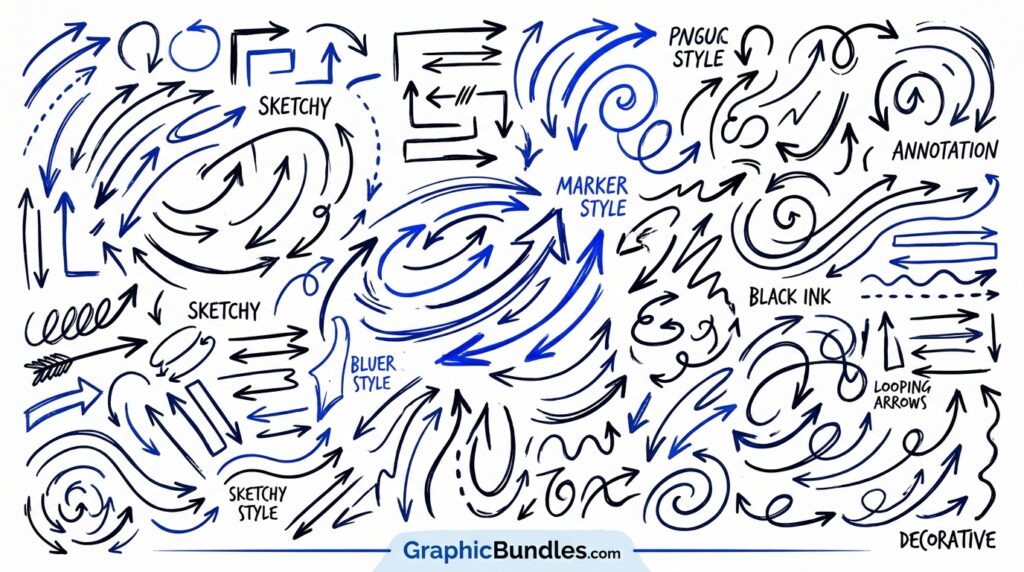 Free Hand Drawn Arrows PNG Download