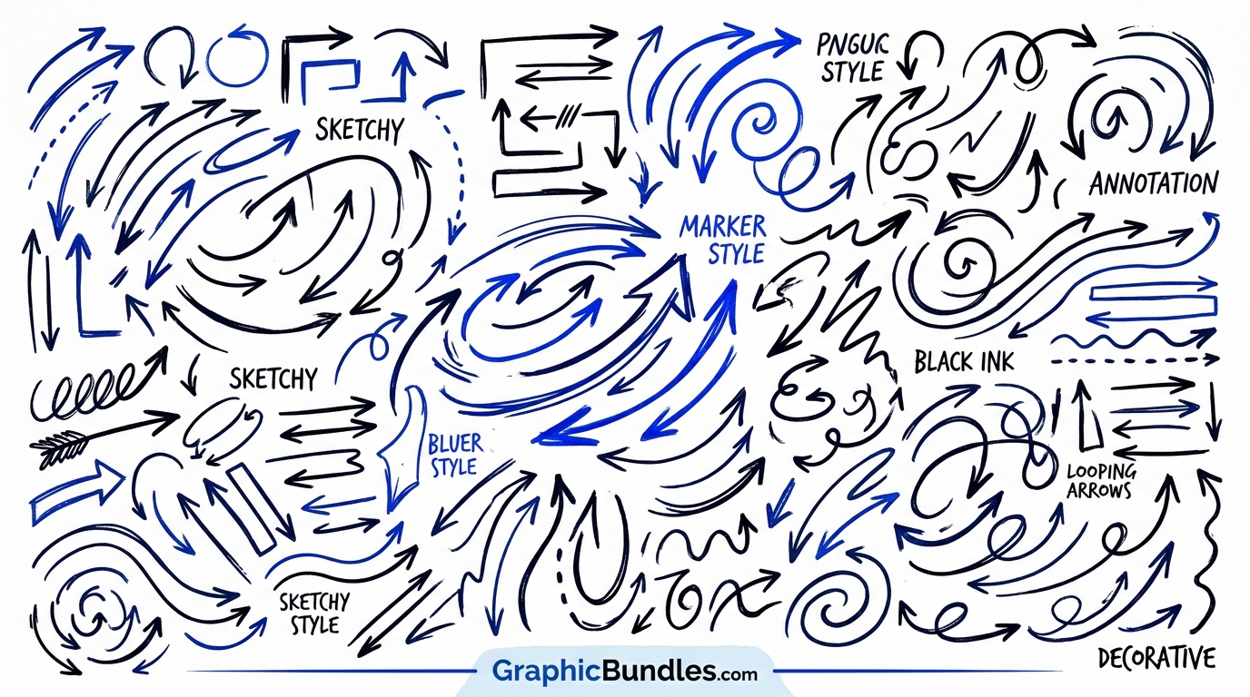 Free Hand Drawn Arrows PNG Download