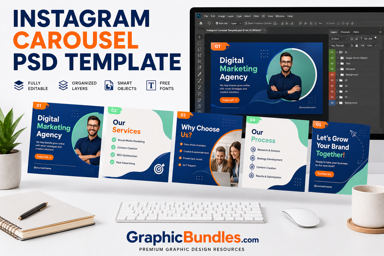 Free Instagram Carousel PSD Template Download