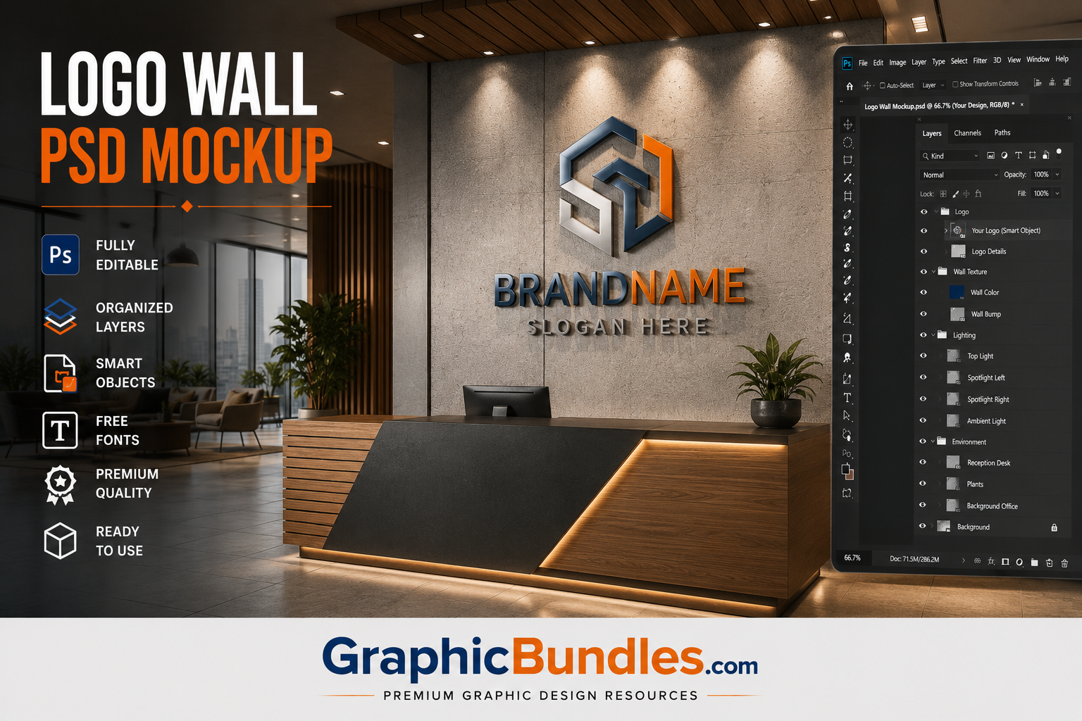 Free Logo Wall PSD Mockup Download