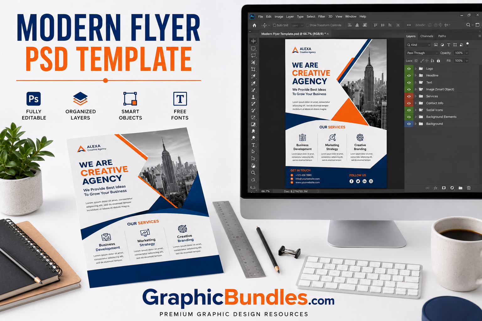 Free Modern Flyer PSD Template Download