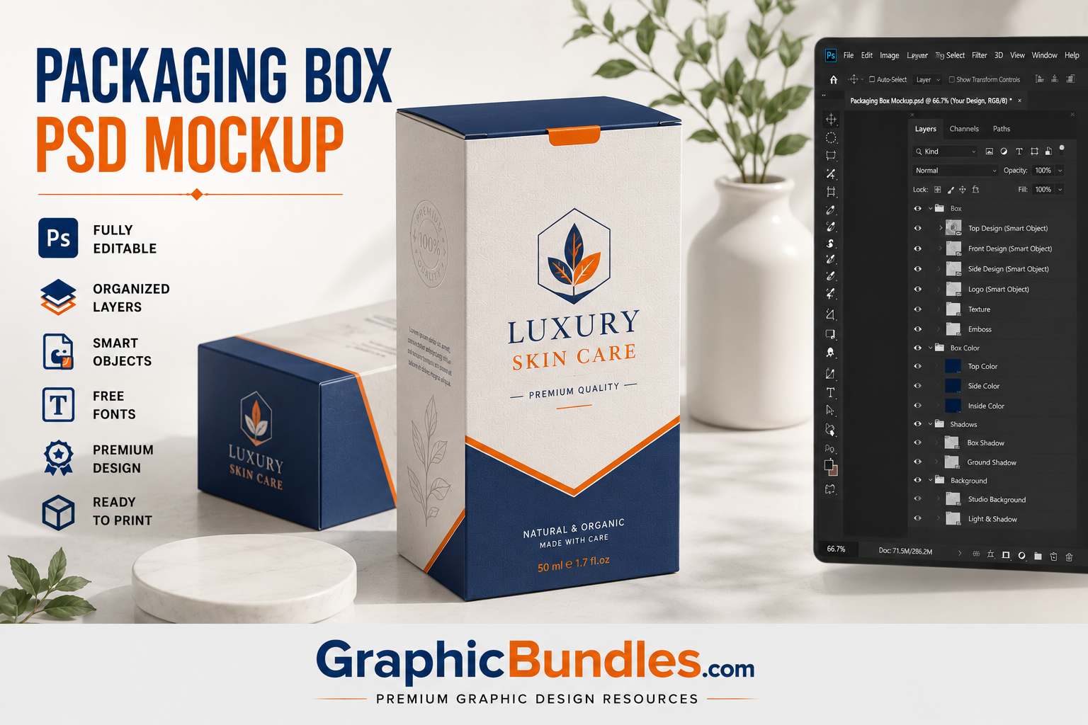 Free Packaging Box PSD Mockup Download