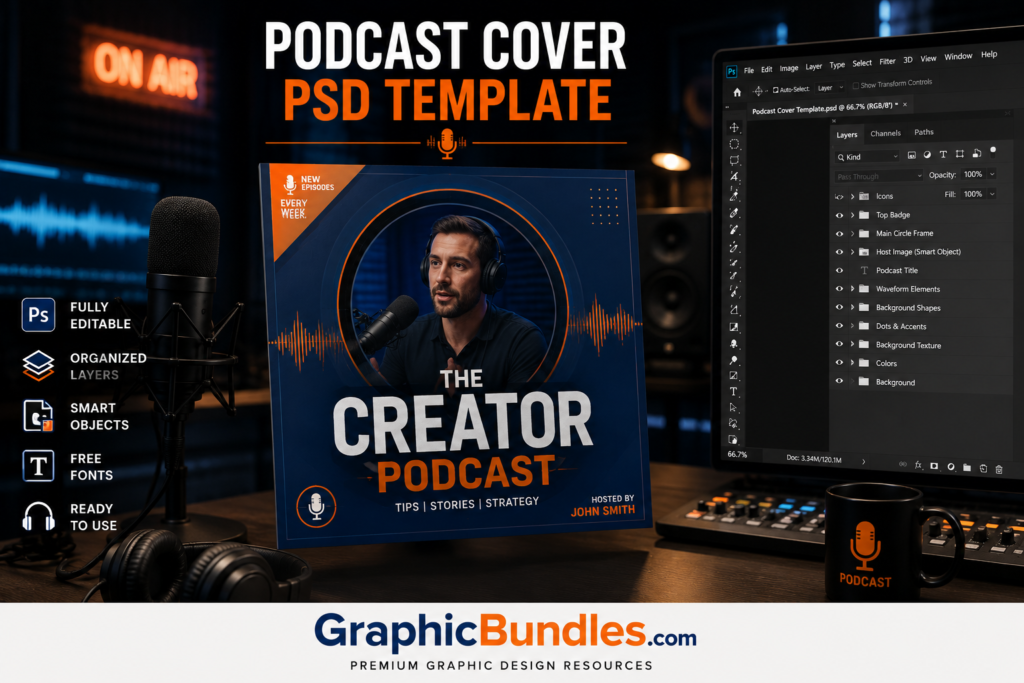 Free Podcast Cover PSD Template Download