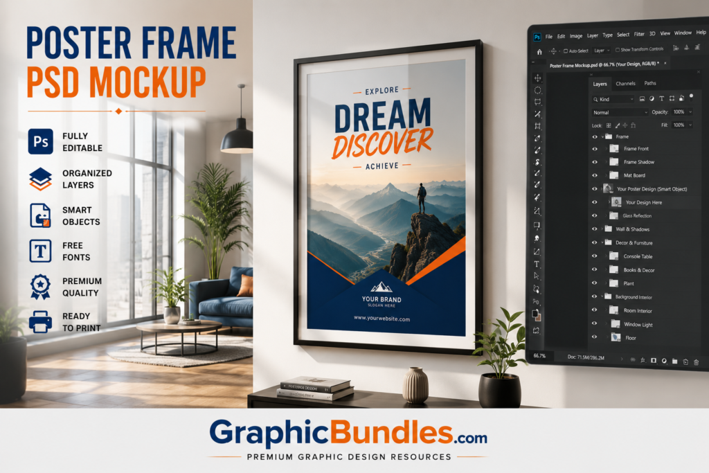 Free Poster Frame PSD Mockup Download Free Poster Frame PSD Mockup Download
