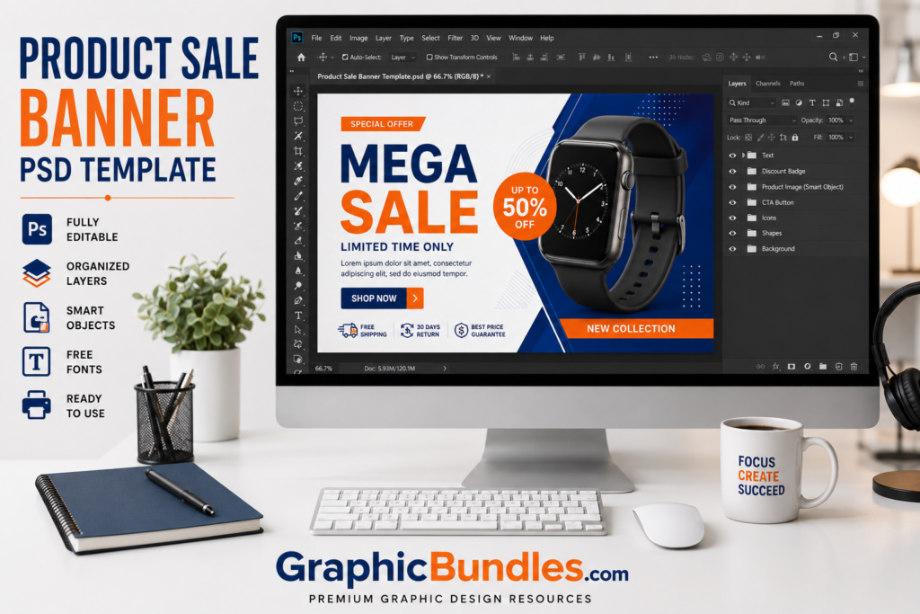 Free Product Sale Banner PSD Template Download
