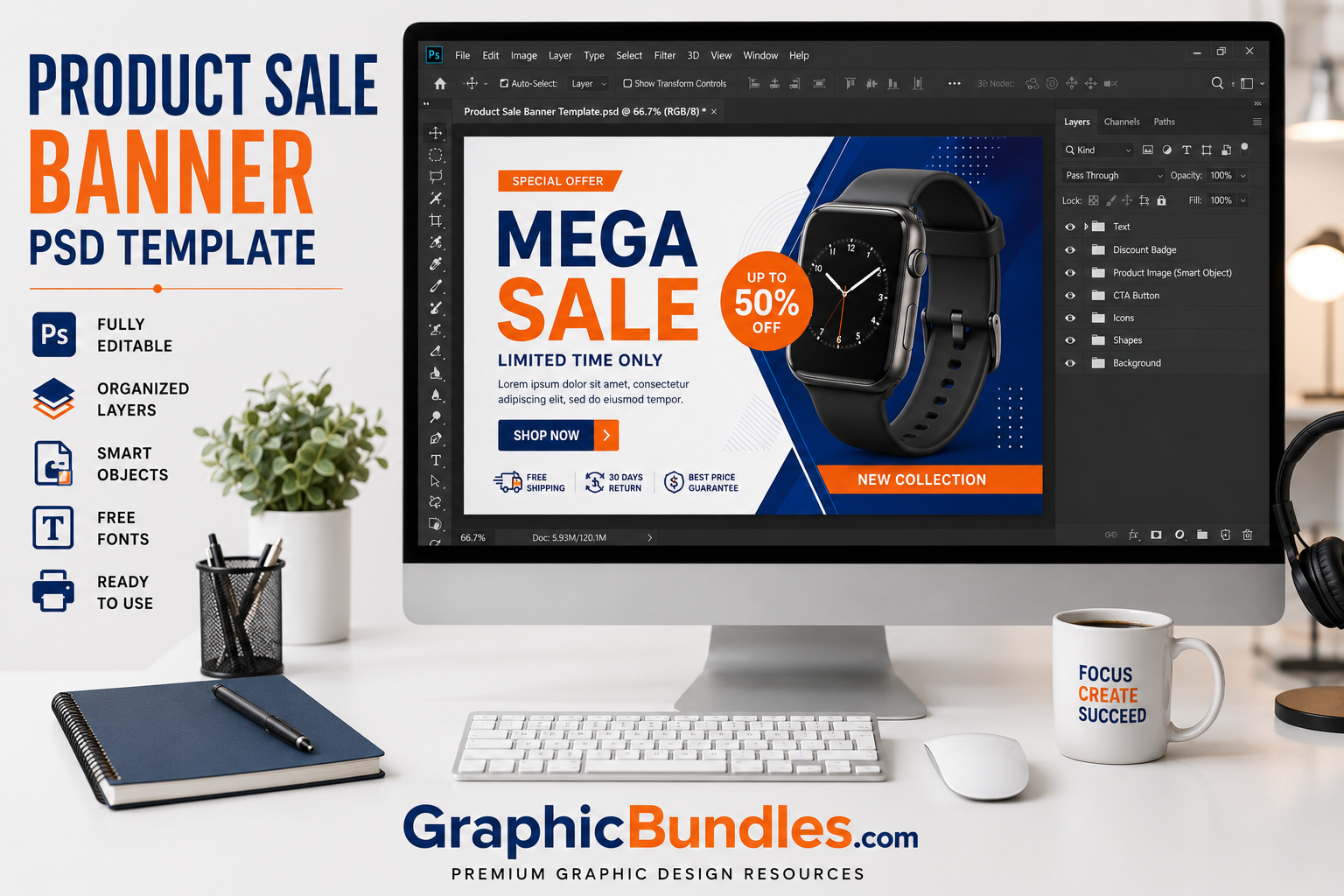 Free Product Sale Banner PSD Template Download