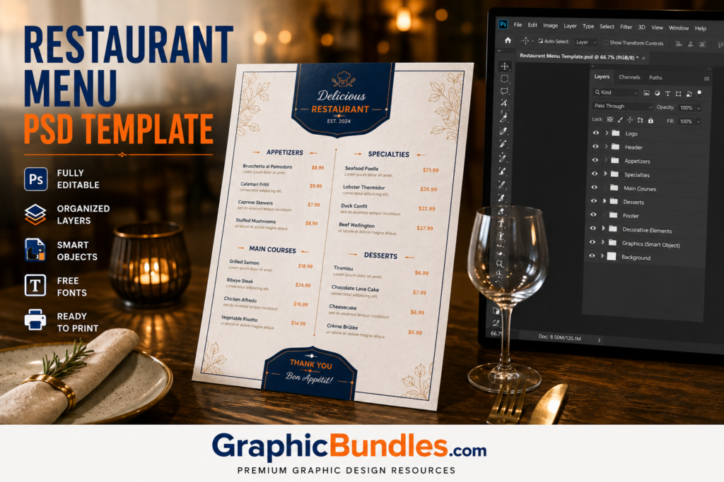 Free Restaurant Menu PSD Template Download Free Restaurant Menu PSD Template Download