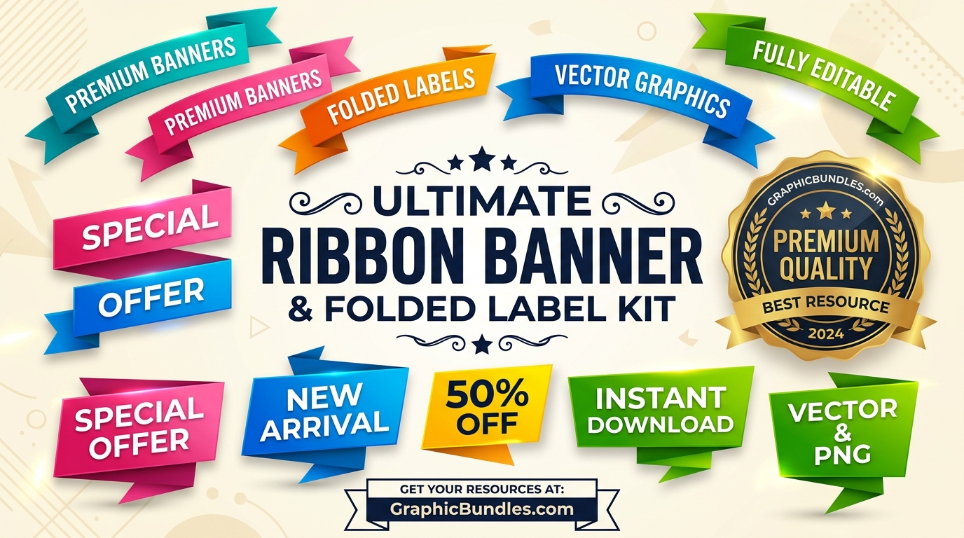 Free Ribbon Banner PNG Elements Download