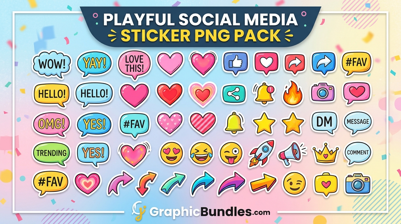 Free Social Media Sticker PNG Pack Download